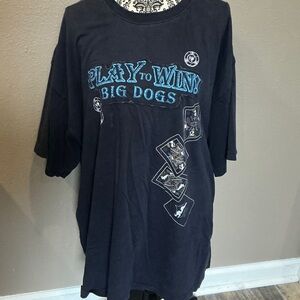 Big Dogs Black Vintage Tee with Blue Graphics Size Large